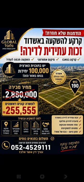 קרקע להשקעה באשדוד