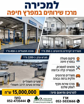 למכירה מגרש של 2200 מ"ר+מבנה של כ-500מר